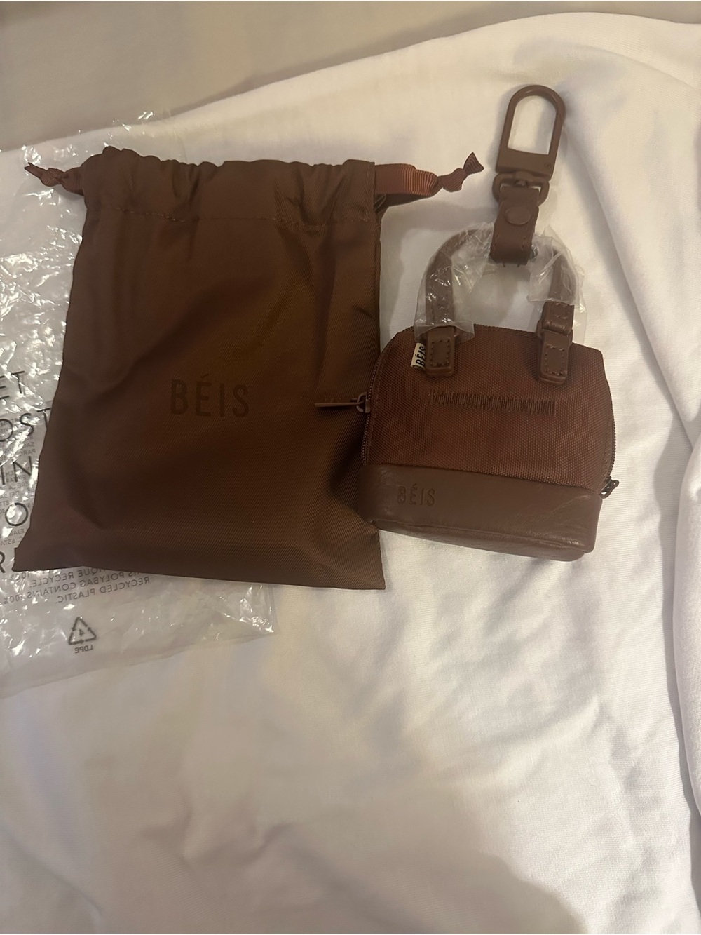 Beis brown Mini Bag key chain with Dust Bag